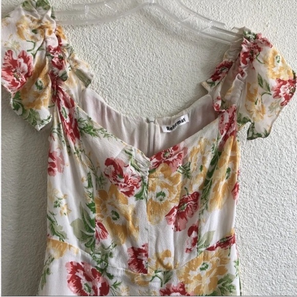 Reformation Hyacinth Mini Dress Winona Floral Off The Shoulder - Picture 5 of 8